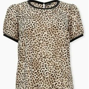 NWT Torrid Leopard Chiffon Puff Sleeve Top Size 3